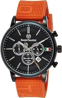 Sergio Tacchini ST.1.10257-5 Streamline Silicon Strap Watch for Men, Black/Orange