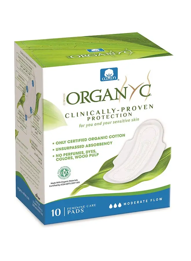 ORGANYC Wings Cotton Sanitary Pads 10 Pieces White