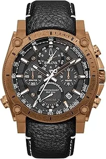 Bulova Men's Icon High Precision Quartz Chronograph Watch, Curved Mineral Crystal, 300m Water Resistant, Continuous Sweeping Secondhand, Luminous Markers