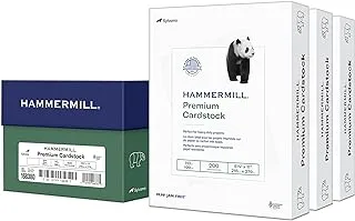 Hammermill White Cardstock ، 110 رطل ، 8.5 × 11 بطاقات ملونة ، 3 عبوات (600 ورقة) - بطاقة سميكة ، صنع في الولايات المتحدة الأمريكية