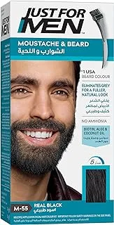 JUST FOR MEN Moustache & Beard Dye, Men's Facial Hair Colour, M55 - Real Black