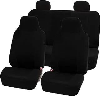 FH Group Full Set Car Seat Covers 3D Air Mesh - Universal Fit Automotive Seat Covers,1 Piece Front Seat Covers,Solid Back Seat Cover,Washable Car Seat Cover for SUV,Sedan,Car Accessories Black