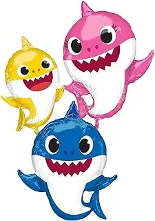 Party City Giant Gliding Baby Shark Family Balloon, Party Decoration