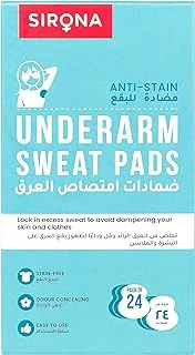 Sirona Disposable Underarm Sweat Pads 24-Pieces Pack, 40.0 grams