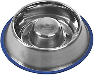 KRUUSE Buster Stainless Steel slow feeder blue base, Small