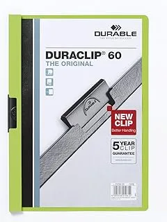 DURACLIP 60 A4 Clip Folder | Holds Up-to 60 Sheets of A4 Paper | Robust Metal Sprung Clip | Pack of 25 Green Coloured Files