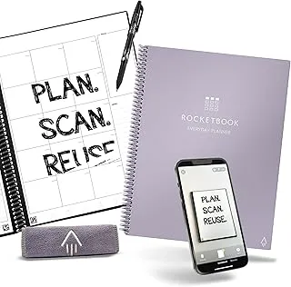 Rocketbook Smart Reusable Everyday Planner. Week, Month, Annual, To-Do List, Goal Templates. Journal and Notebook Pages. Undated Organizer, 8.5