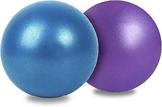 2 Pack Mini Exercise Barre Ball 9 Inch for Yoga,Pilates,Stability Therapy, Body Balance Physical Core Training Gym Anti Burst and Slip Resistant Balls with Inflatable Straw Purple Blue