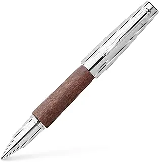 Faber-Castell e-motion Rollerball Pen, Wood & Polished Chrome - Dark Brown