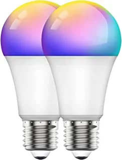 SKY-TOUCH 2Pcs Smart Led Bulb E27 Remote Control Color Adjustable Light Works With Amazon Alexa/Echo Google Home/Assistant Ifttt 190V/240V 10W 3000K 800Lm, Wi-Fi