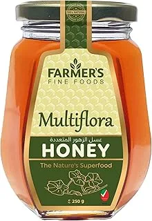 Farmer's Fine Foods Natural Honey 250gm | 100% Pure Natural | Glass Jar | Weight Management | Raw Sweetness, Gluten Free, Superfood, Delicious