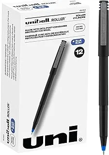 uni-ball Uniball Roller Grip 12 Pack in Blue, 0.5mm Micro Rollerball Pens, Try Gel Pens, Colored Pens, Office Supplies, Colorful Pens, Blue Pens Ballpoint, Pens Fine Point Smooth Writing Pens