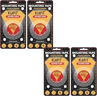 KLAPiT SUPER TAPE Double Sided Tape Heavy Duty Mounting Tape Holds 150 Pounds or 68Kg Weight Using Enhanced Nano Technology. Clear Tape for Wall, Wood, Tile, Stone, Glass, Metal and Acrylic