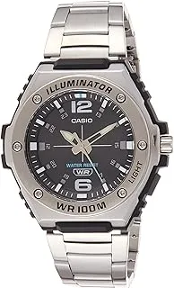 Casio Men's Watch - MWA-100HD-1AVDF Black Dial, Silver Band