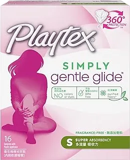 Playtex Simply Gentle Glide - Super Absorbency - 16 Tampons - 360 Degree Protection - Fragrance Fre