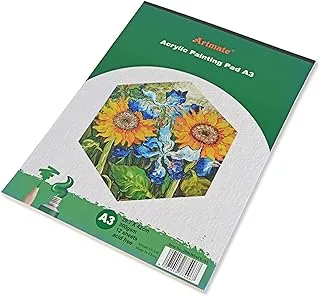 ARTMATE® Acrylic Painting Pad, Size A3(297x420mm), 300Gsm Thick, 12 Sheets Per Pad, Acid Free, White Color-JISKHSACC-A3