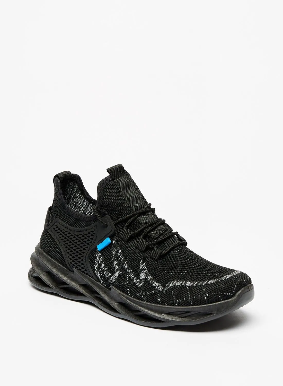 shoexpress Textured Lace Up Trainers Black