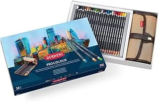 Derwent colored pencils, procolour pencils, drawing, art, gift set pencil wrap, 24 count (2302583)