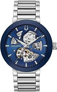 Bulova Men's Watch, Silver Tone, Modern Futuro Automatic Black Stainless Steel Silver-Tone Stainless Steel Bracelet, One Size