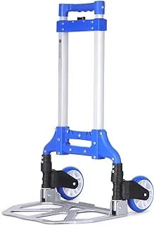 Royalford Foldable Hand Truck RF11707 80 kg Capacity Luggage Trolley Cart Sack Truck with Telescoping Handle And Rubber Wheels, Blue