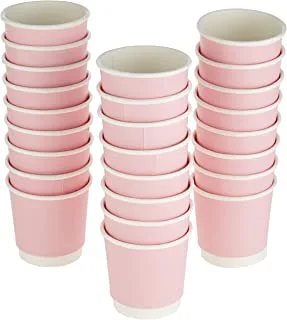 SNH Packing Disposable Double Wall Paper Coffee Cups 25-Pack, 4 oz Capacity, Pink