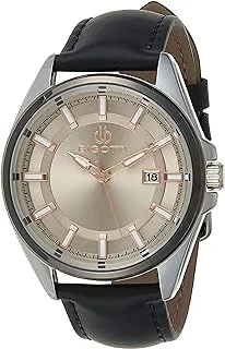 Bigotti BG.1.10327-5 Napoli Leather Strap Watch for Men, Silver/Black