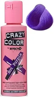 Crazy Color Hair Dye - Vegan and Cruelty-Free Semi Permanent Hair Color - Temporary Dye for All Hair Types, #62, Hot Purple 100 ml