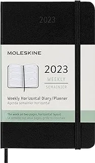 Moleskine Classic 12 Month 2023 Weekly Horizontal Planner, Hard Cover, Pocket (8.9 cm x 14 cm), Black