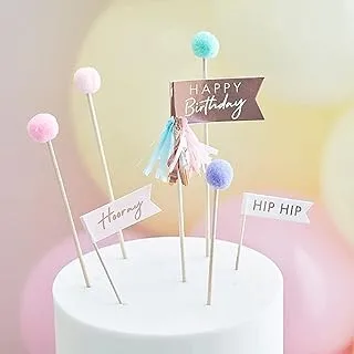 Ginger Ray POM POM HAPPY BIRTHDAY CAKE TOPPERS