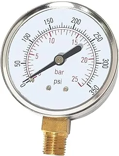 Royal Apex Heavy Duty Pressure Gauge 2.1/2 Inch For Water Air Oil (25 Bar (350psi))