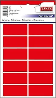 Tanex Adhesive Labels 23mmx50mm 12 Labels X5 Sheets Red