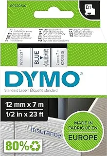 شريط ملصقات DYMO قياسي D1 لصانعي ملصقات LabelManager ، طباعة زرقاء على شريط شفاف