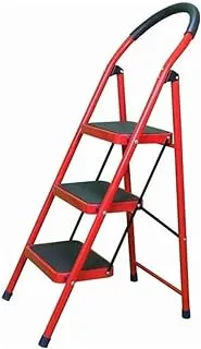 ECVV 3 Steps Platform Steel Ladder Red