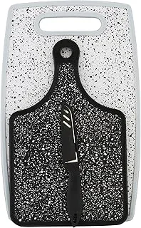 Cuisine Art 2 Cutting Board With Knife, Grey/Black 23x19x15centimeter, 3-Piece Set