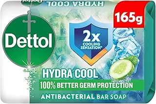 Dettol Hydra Cool Antibacterial Bar Soap, Cucumber & Icy Menthol Fragrance for Effective Germ Protection & Personal Hygiene, 165 g