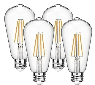 MODI Edison ST64 6W FCC CE RoHS Non-dimmable Filament Squirrel Cage LED Bulb， 6W 4Pack