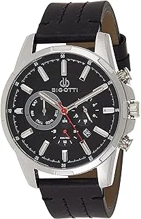 Bigotti BG.1.10299-1 Milano Leather Strap Watch for Men, Black