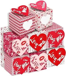 12 Pcs Happy Valentine’s Day Treat Boxes, Valentine’s Day Boxes, Valentine's Day Cookie Gift Boxes, Bridal Shower Gift Boxes, Candy Paper Boxes, Birthday Party Favor Goodie Boxes