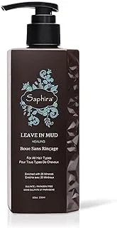 Saphira Hydrating Leave-In Conditioner Mineral Mud, Styling and Healing Leave-In Conditioner for Dry Damaged Hair, Strengthening, No Rinse Hair Repair Therapy, Sulfate-Free, Paraben-Free, 250ml