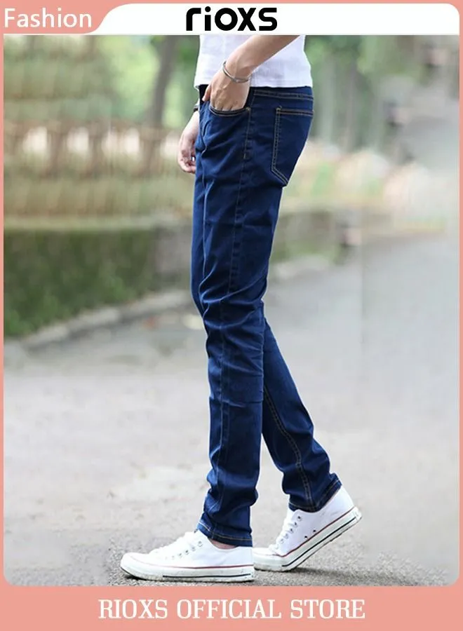 RIOXS Men's Stretch Slim Fit Skinny Jeans Fashionable Straight Leg Comfort Flexible Waist Denim Pant