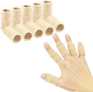 ECVV Finger Sleeves, Thumb Splint Brace For Finger Support, Breathable Elastic Finger tape, Compression pression Protector For Reliving Pain, Triggger Finger, Compression Aid For Sports, 10PCS (Beige)