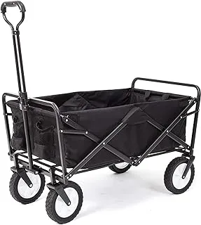 SKY-TOUCH Garden Cart Folding Trolley Cart Outdoor Wagon Collapsible with Removable Fabric Festival Garden Camping Picnic Cart Supports Max 100kg Portable Transport Trailer (Black)