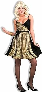 Forum Novelties Women's 70's Disco Fever Deluxe Disco Gold Costume Dress, Multi, One size