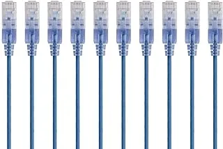 Monoprice 115166 Cat6A Ethernet Patch Cable - 10 Feet - Blue | Network Internet Cord - RJ45, 550Mhz, UTP, Pure Bare Copper Wire, 10G, 30AWG, 10-Pack - SlimRun Series