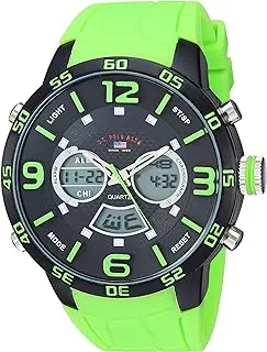 U.S. Polo Assn. Men's Quartz Silver Tone Metal and Rubber Watch, Color:Green (Model: US9543)