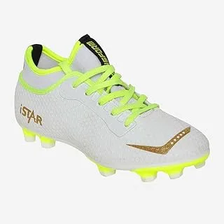 Vicky Transform i-Star Football Shoes : Size UK 4, (White and Neon Yellow)