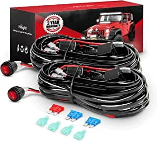 Nilight 2PCS 16AWG LED Light Bar Wiring Harness Kit - 2 Leads 12V On Off Switch Power Relay Blade Fuse for Off Road Lights LED Work Light, 2 Years Warranty