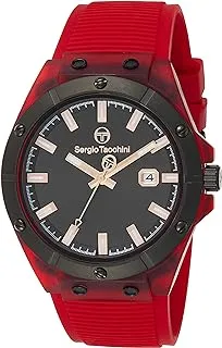 Sergio Tacchini ST.1.10268-7 Streamline Silicon Strap Watch for Men, Red/Black