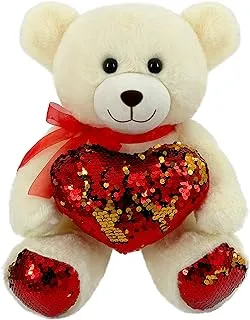 Bear with Sequins Heart Cream 31cm