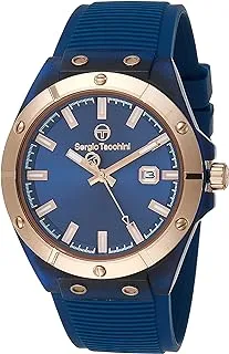 Sergio Tacchini ST.1.10268-2 Streamline Silicon Strap Watch for Men, Blue/Rose Gold